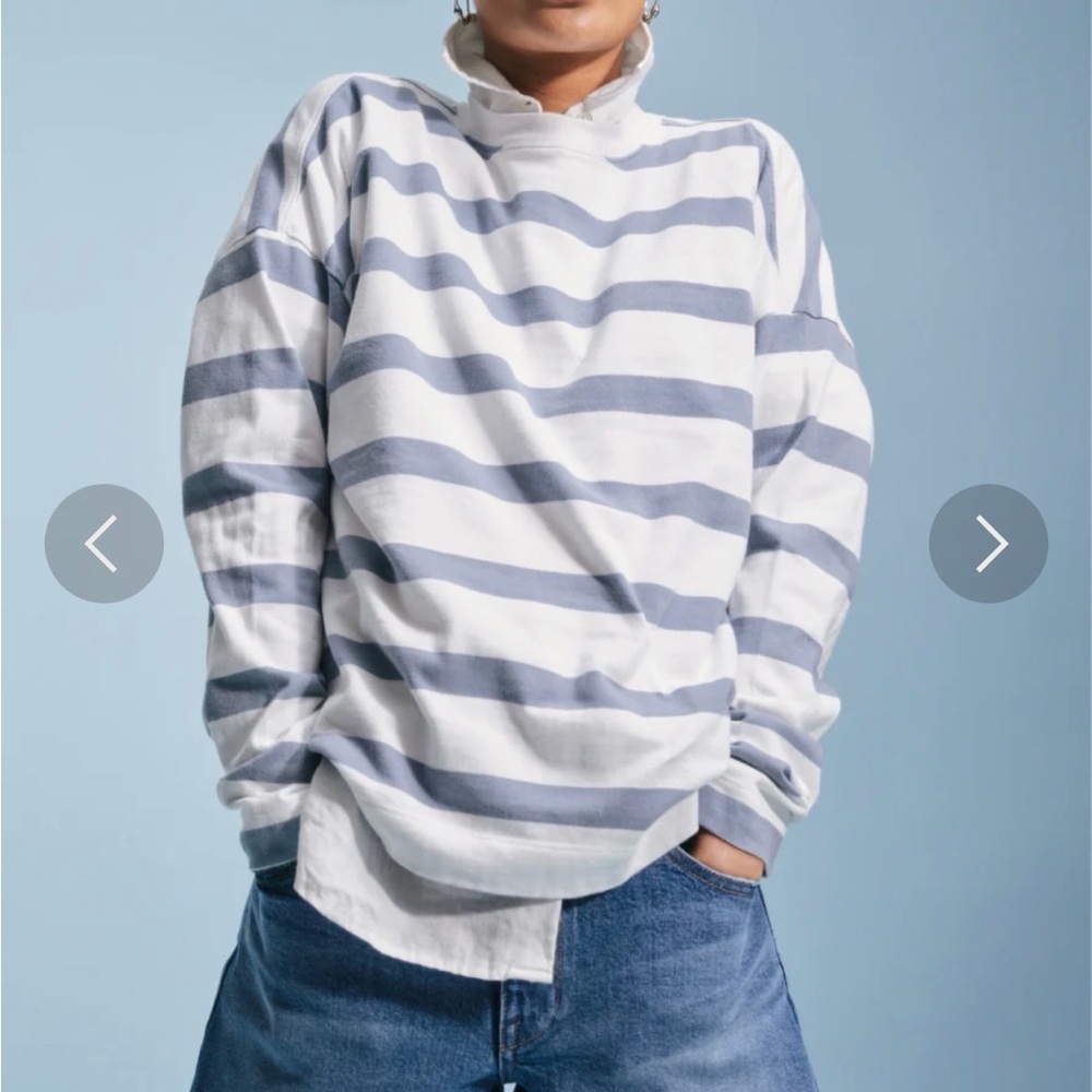 AYR Women's Blue and White Striped Early Mornings Long Sleeve Tee - Picture 5 of 7
